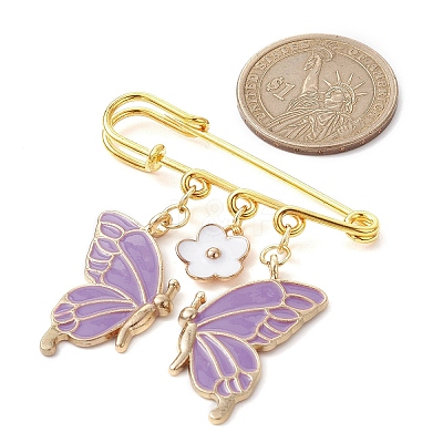 Butterfly & Flower Charm Alloy Enamel Brooches for Women JEWB-BR00144-1