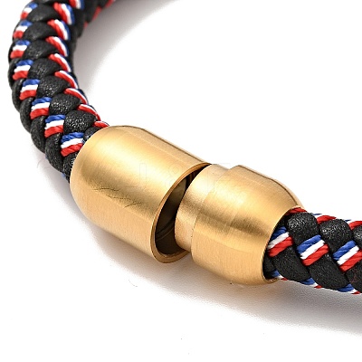 Microfiber Leather Braided Round Cord Bracelet with 304 Stainless Steel Clasp for Men Women BJEW-C021-11-1