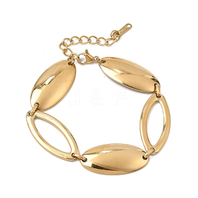 304 Stainless Steel Hollow Oval Link Chain Bracelets SA-CBAF6AD-06G-1