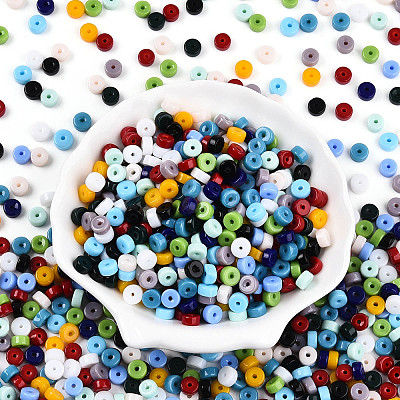 Opaque Colours Glass Seed Beads SEED-N007-P4x6mm-B02-1