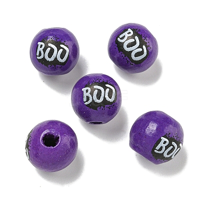 Printed Wood European Beads WOOD-G022-05B-1