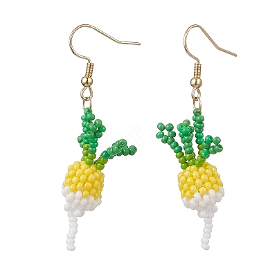 304 Stainless Steel Glass Seed Beads Carrot Dangle Earrings EJEW-MZ00579-04-1