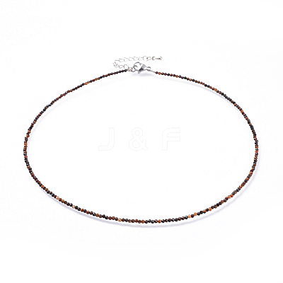 Natural Tiger Eye Beaded Necklaces NJEW-JN02492-10-1