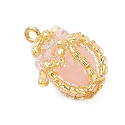 Luminous Handmade Glass Seed Beaded Teardrop Pendants PALLOY-MZ00962-02-1