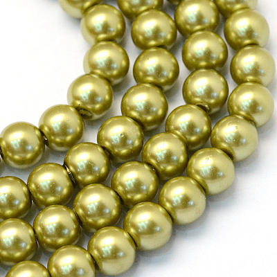 Baking Paint Pearlized Glass Pearl Round Bead Strands X-HY-Q003-4mm-43-1