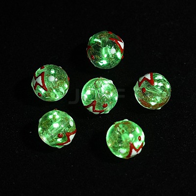 Luminous Handmade Enamel Gold Sand Glass Beads Strands LAMP-U004-08A-1