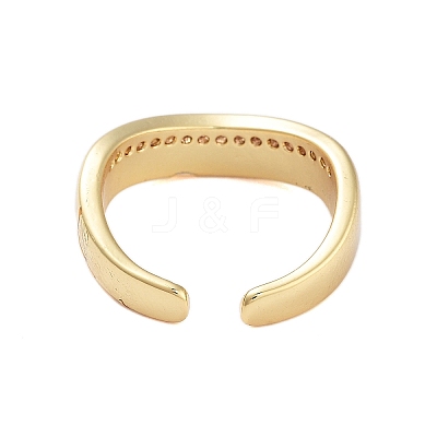 Rack Plating Brass Micro Pave Cubic Zirconia Open Cuff Rings for Women RJEW-B064-11G-1
