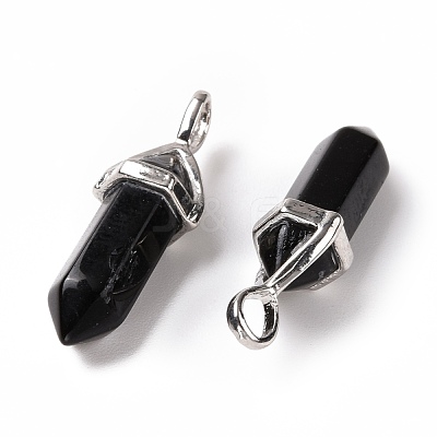 Natural Obsidian Pointed Pendants G-K329-67P-1