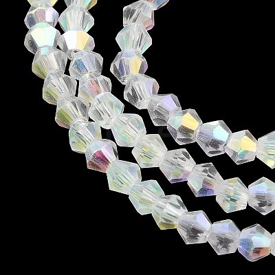 AB Color Plated Transparent Glass Beads Strands GLAA-G127-01I-1