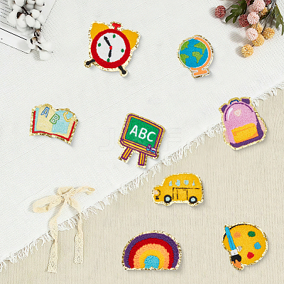 8Pcs 8 Styles Back to School Polyester Clothing Patches PATC-CY0001-55-1