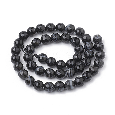 Natural Black Agate Beads Strands G-S281-51D-8mm-1