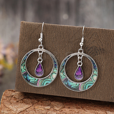 Bohemian Style Zinc Alloy Plastic Dangle Earrings FS-WG6C237-01-1