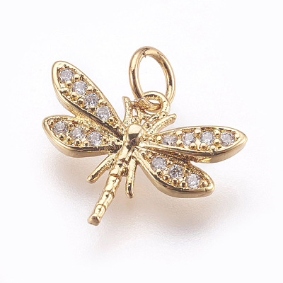 Brass Micro Pave Cubic Zirconia Pendants ZIRC-E152-16G-RS-1