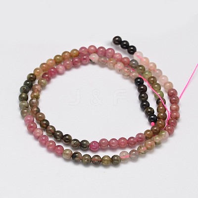 Round Natural Multicolor Tourmaline Beads Strands G-K068-19-4.5mm-1