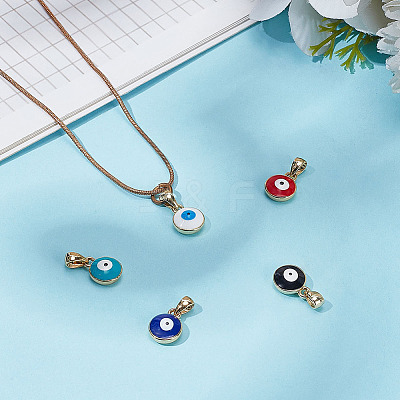 5Pcs 5 Colors Brass Enamel Charms KK-HY0004-03-1