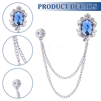 4Pcs 4 Colors Glass Oval Hanging Chain Brooches JEWB-GF0001-37-1