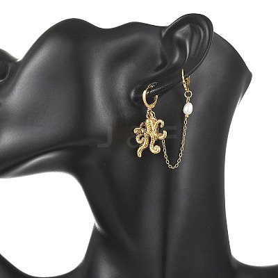 304 Stainless Steel Pendants & Natural Cultured Freshwater Pearl Leverback Earrings EJEW-JE07259-01-1