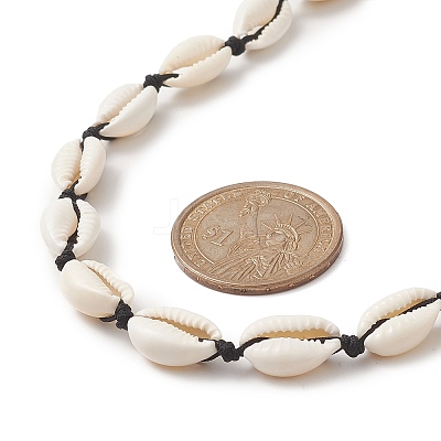 Natural Cowrie Shell & Synthetic Turquoise Braided Beaded Necklace for Women NJEW-JN04253-02-1