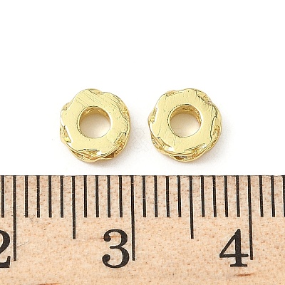 Flat Round Brass Micro Pave Clear Cubic Zirconia Beads KK-K293-61G-1