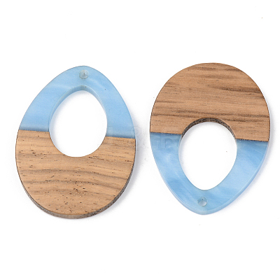 Opaque Resin & Walnut Wood Pendants RESI-S389-014A-C01-1