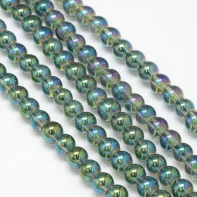 Electroplate Crystal Glass Round Beads Strands LS-EGLA-F037-6mm-A04-1