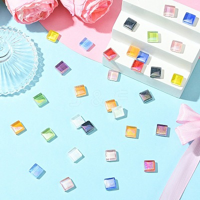 240Pcs 12 Colors Rainbow Iridescent Glass Cabochons DIY-CJ0003-10-1