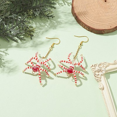 Halloween Spider Dangle Earrings EJEW-MZ00098-1