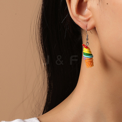 Iron Resin Dangle Earrings for Women WG01F65-03-1