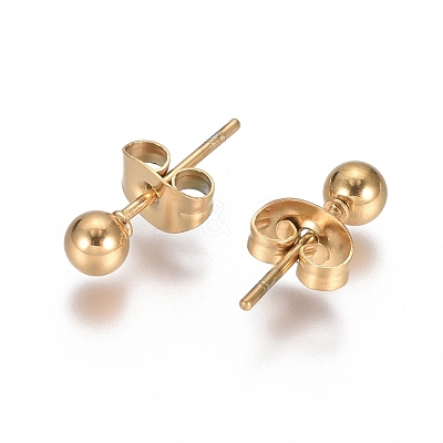 Ion Plating(IP) 304 Stainless Steel Stud Earrings EJEW-L215-57B-G-1