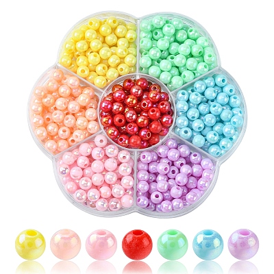 490Pcs 7 Style Opaque Acrylic Beads MACR-YW0002-04-1