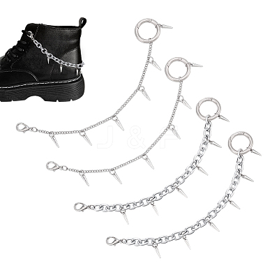 4Pcs 2 Styles Cone Alloy Shoes Strap Chains AJEW-UN00023-1