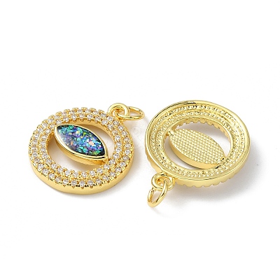 Brass Micro Pave Cubic Zirconia Pendants X-KK-A197-10G-1