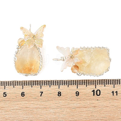 Copper Wire Wrapped Heated Natural Citrine Pendants PALLOY-TA00436-1