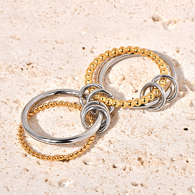 Twist 304 Stainless Steel Finger Rings for Women WG52099-01-1