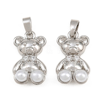 Brass Micro Pave Clear Cubic Zirconia Pendants CU-CBAA571-19P-1