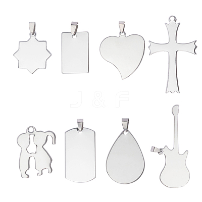 201 Stainless Steel Heart Stamping Blank Tag Pendants STAS-PH0018-77-1