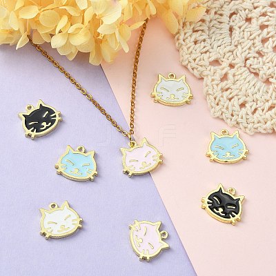 40Pcs 4 Colors Alloy Enamel Pendants ENAM-CJ0004-16-1
