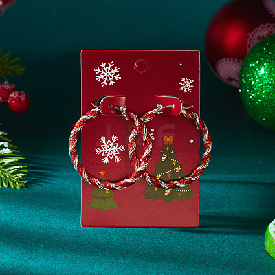 Christmas Alloy Enamel Twist Hoop Earrings FS-WG4C0CB-02-1