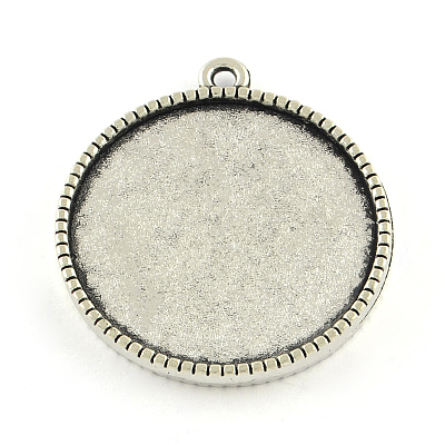 Tibetan Style Alloy Pendant Cabochon Settings TIBEP-Q045-069A-AS-RS-1