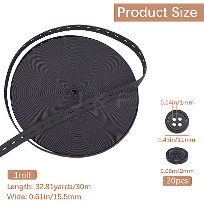 20Pcs Resin Buttons with 30M Polypropylene & Polycotton Flat Elastic Cord DIY-GF0009-64A-1