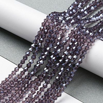 Transparent Electroplate Glass Beads Strands GLAA-F029-4mm-C04-1
