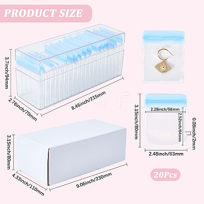 Rectangle Transparent ABS Plastic Jewelry Storage Boxes with Lid and PVC Bags CON-WH20001-17D-1