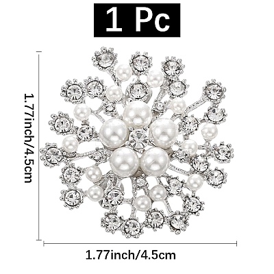 Flower Alloy Rhinestone Brooches for Women DJ-PW-WGD2C4F-01-1
