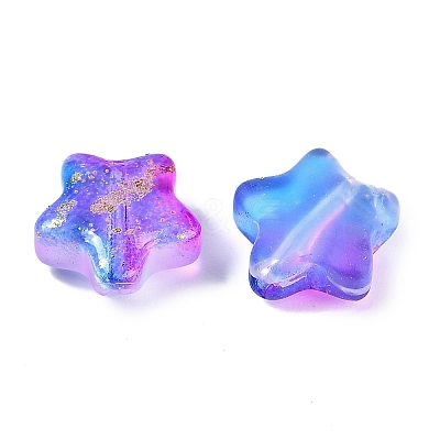 Transparent Spray Painted Frosted Glass Beads GLAA-NH0003-01F-1