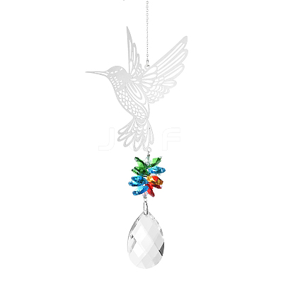 Teardrop Glass Hanging Suncatcher Pendant Decoration DJEW-PW0008-03-1