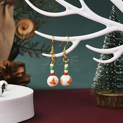 80Pcs 8 Colors Christmas Opaque Glass Beads EGLA-YW0001-06-1