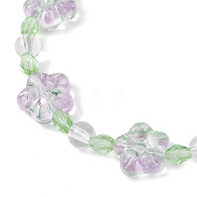 Plum Blossom Flower Glass Beads Stretch Bracelets for Women BJEW-JB12138-03-1