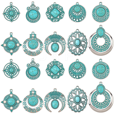 20Pcs 10 Styles Bohemia Styles Alloy & Acrylic Pendants FIND-SC0022-80-1