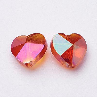 Electroplate Faceted Glass Heart Beads X-EGLA-R091-M-1