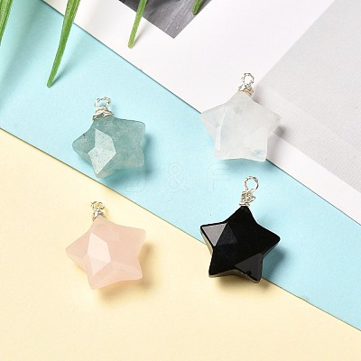 Natural Mixed Stone Pendants PALLOY-JF00857-1